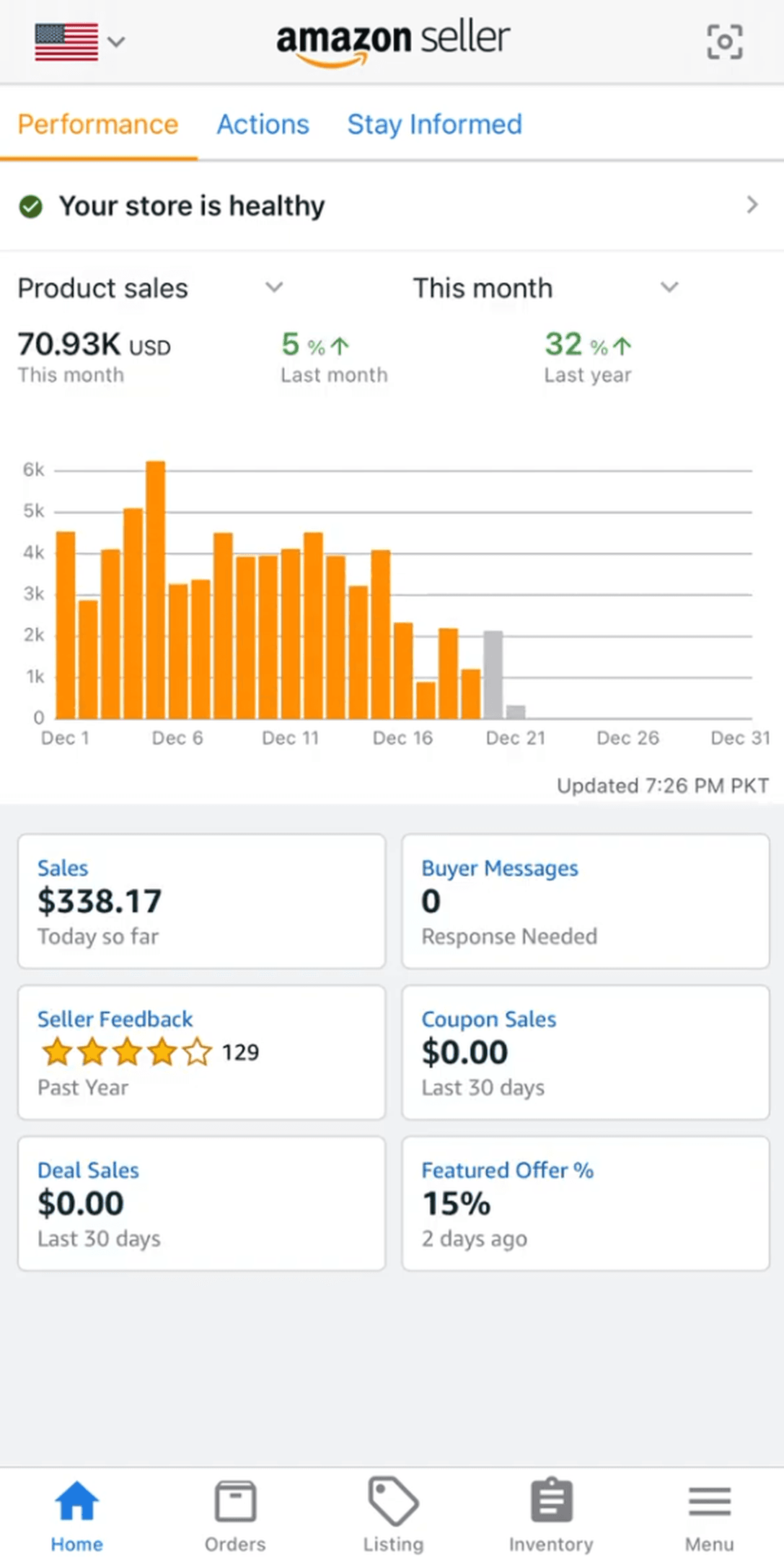 Performance result screenshot 1