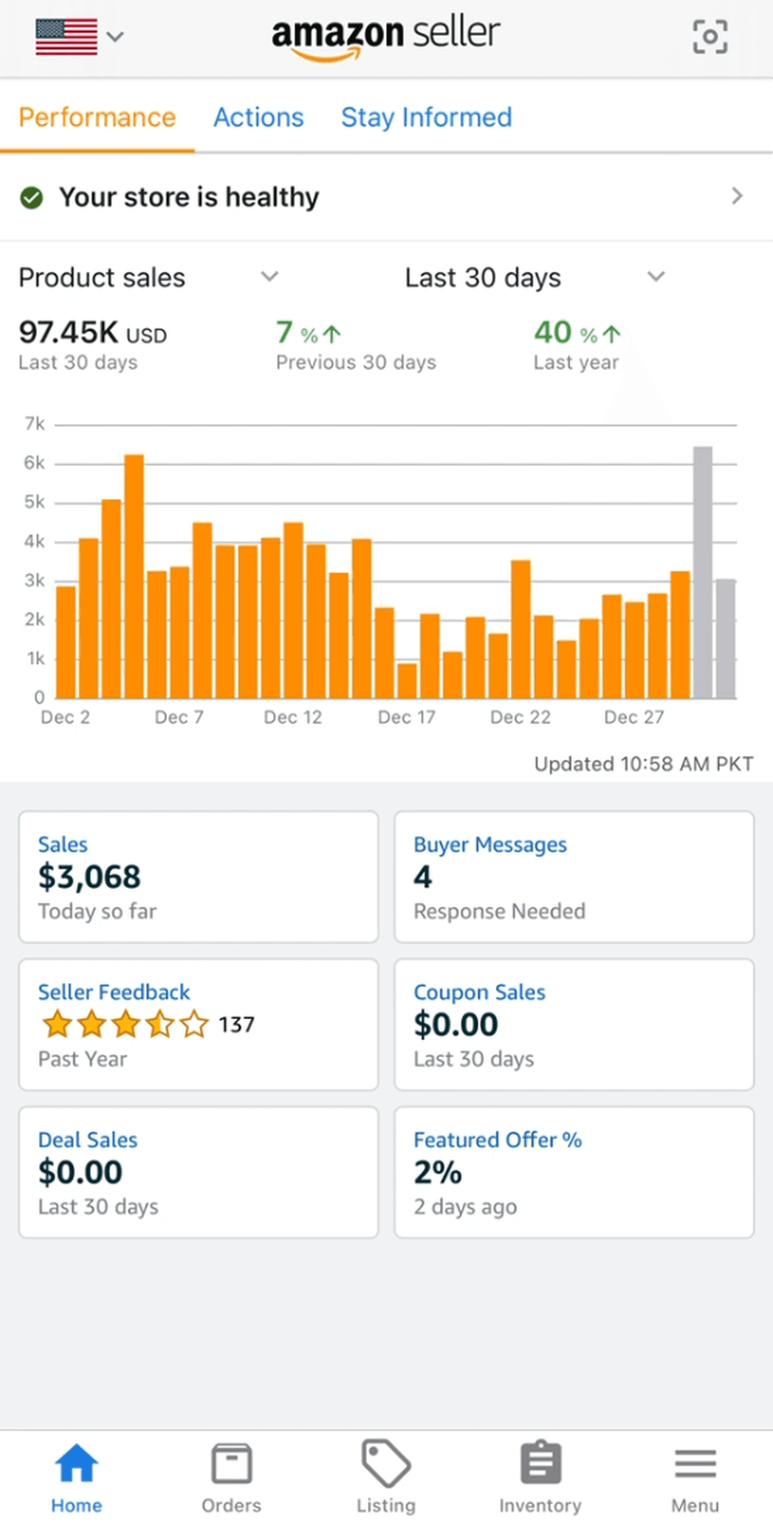 Performance result screenshot 3